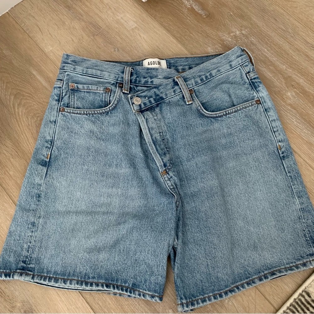 Agolde cross cross jean shorts